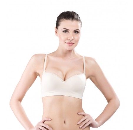 Padded bra trimmed with microfiber
