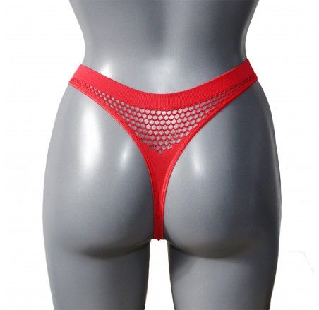 OUTLET Seamless thong with mesh, cut-out cut
